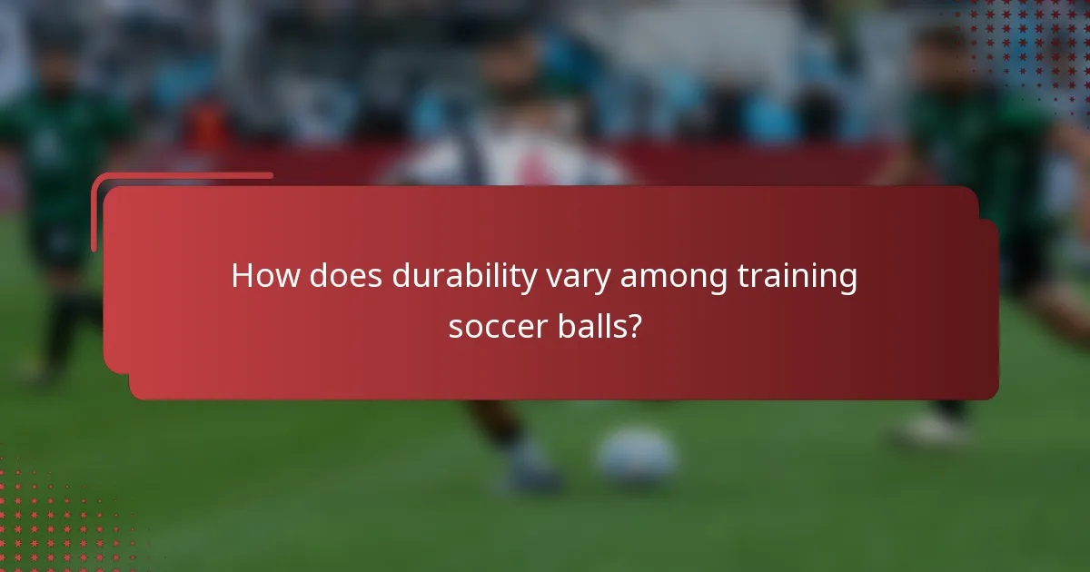 How does durability vary among training soccer balls?