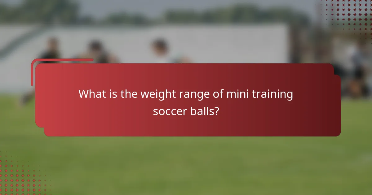 What is the weight range of mini training soccer balls?